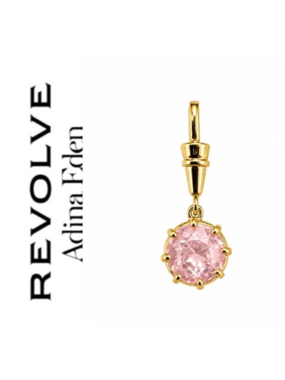 Revolve x Adina Eden Blush Pink Faceted Round Cubic Zirconia Prong-Set Charm